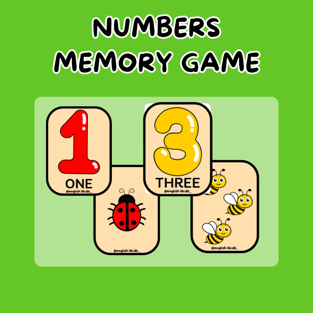 NUMBERS MEMORY GAME – English for Kids