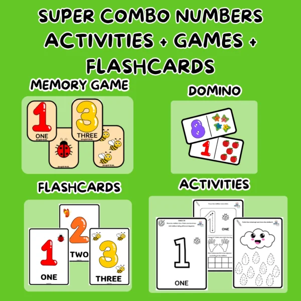 SUPER COMBO NUMBERS ACTIVITIES + GAMES + FLASHCARDS