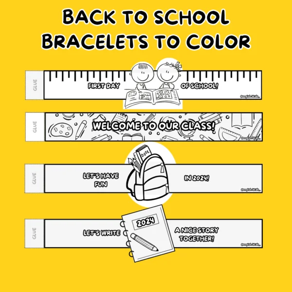 BACK TO SCHOOL BRACELETS TO COLOR