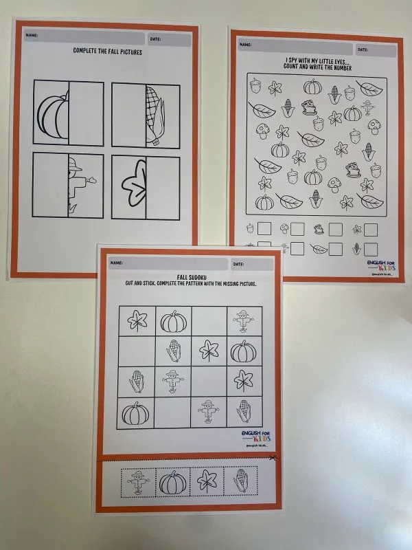 FALL WORKSHEETS - Image 3